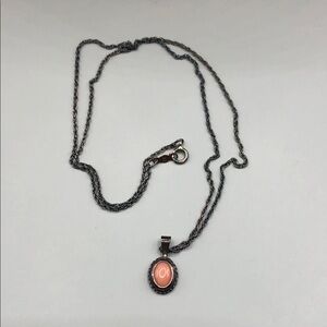 Sterling silver 925 dainty chain necklace, angel coral skin charm pendant.